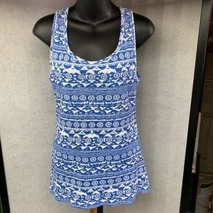 Blue & White Graphic Tank Top.  NWOT